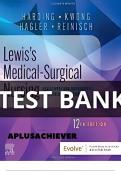 TEST BANK For -Lewis Medical Surgical Nursing, 12th Edition by Mariann M. Harding , Verified Chapters 1 - 69, Complete Newest Version Grade A+ Official Test Bank