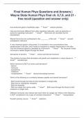 Final Human Phys Questions and Answers |Wayne State Human Phys final ch. 6,7,8, and 21 - free recall (question and answer only)