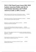 WGU C963 Final Exam (Latest 2024/ 2025 Update) American Politics and the US Constitution| Questions and Verified Answers| Grade A| 100% Correct