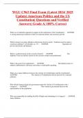 WGU C963 Final Exam (Latest 2024/ 2025 Update) American Politics and the US Constitution| Questions and Verified Answers| Grade A| 100% Correct