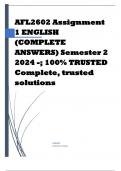 AFL2602 Assignment 1 ENGLISH (COMPLETE ANSWERS) Semester 2 2024 - DUE r 2024 ; 100% TRUSTED Complete, trusted solutions and explanations. 