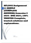 AFL2602 Assignment 11 ISIZULU (COMPLETE ANSWERS) Semester 2 2024 - DUE 2024 ; 100% TRUSTED Complete, trusted solutions and explanations.