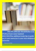      CRJS 491 (Offender Rehabilitation (Crjs 491)Final Exam Latest Updated 2024/2025;Plus additional study tips to guide you in your exams;Ace in your tests-Athabasca University