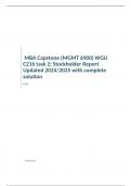  MBA Capstone (MGMT 6900) WGU C216 task 2; Stockholder Report  Updated 2024/2025 with complete solution