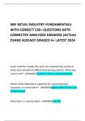 NRF RETAIL INDUSTRY FUNDAMENTALS WITH CORRECT 120+ QUESTIONS WITH CORRECTRY ANALYZED ANSWERS (ACTUAL EXAM) ALREADY GRADED A+ LATEST 2024 