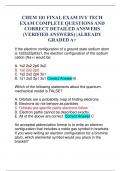 CHEM 101 FINAL EXAM IVY TECH EXAM COMPLETE QUESTIONS AND CORRECT DETAILED ANSWERS (VERIFIED ANSWERS) |ALREADY GRADED A+