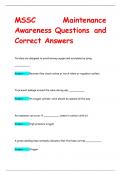 MSSC Maintenance  Awareness Questions and  Correct Answers