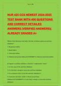 NUR 425 CCS NEWEST 2024-2025 TEST BANK WITH 400 QUESTIONS AND CORRECT DETAILED ANSWERS (VERIFIED ANSWERS)| ALREADY GRADED A+