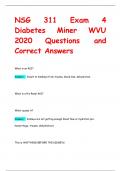 NSG 311 Exam 4  Diabetes Miner WVU  2020 Questions and  Correct Answers