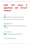 NUR 215 Exam 2 Questions and Correct  Answers