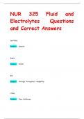 NUR 325 Fluid and  Electrolytes Questions  and Correct Answers