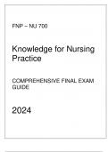 FNP - NU 700 Knowledge for Nursing Practice - Comprehensive Final Exam Guide 2024