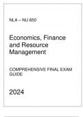 NLA - NU 650 Economics, Finance, & Resource Management - Comprehensive Final Exam Guide