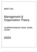 UMGC - BMGT 364 Management & Organization Theory - Comprehensive Final Exam Guide 2024.