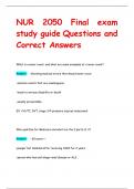 NUR 2050 Final exam  study guide Questions and  Correct Answers