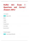 NURS 661 Exam 1 Questions and Correct  Answers MVU