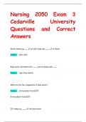 Nursing 2050 Exam 3  Cedarville University Questions and Correct  Answers