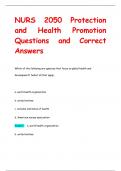 NURS 2050 Protection  and Health Promotion Questions and Correct  Answers