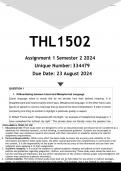 THL1502 Assignment 1 (ANSWERS) Semester 2 2024 - DISTINCTION GUARANTEED