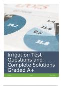 Irrigation Test Questions and Complete Solutions Graded A+