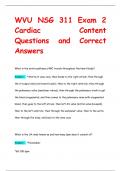 WVU NSG 311 Exam 2  Cardiac Content Questions and Correct  Answers