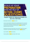 Module 1 NURS 5337 (Behavioral Health) 151 Qs & Ans/ 2024-2025.  Brain develops in what direction - Answer: back to front  executive functioning: abilities to differentiate among conflicting thoughts, future consequences of current activities, working tow