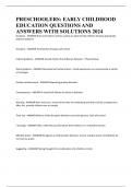 PRESCHOOLERS: EARLY CHILDHOOD EDUCATION QUESTIONS AND ANSWERS WITH SOLUTIONS 2024