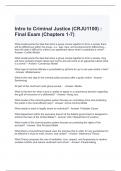 Intro to Criminal Justice (CRJU1100) Final Exam (Chapters 1-7) Questions and Answers