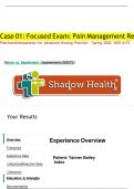 Tanner Bailey Pain Management Shadow Health Focused Exam- Transcript with Complete Solution.