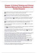 Chapter 12 Critical Thinking and Clinical Decision Making Review Questions and Correct Answers