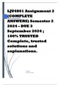 LJU4801 Assignment 2 (COMPLETE ANSWERS) Semester 2 2024 - DUE 3 September 2024 Course Legal Philosophy (LJU4801) Institution University Of South Africa (Unisa) Book An Introduction to African Legal Philosophy