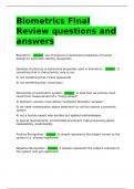 Biometrics Final Review questions and answers