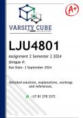 LJU4801 Assignment 2 (DETAILED ANSWERS) Semester 2 2024 - DISTINCTION GUARANTEED