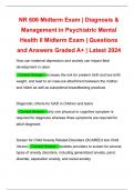 NR 606 Midterm Exam | Diagnosis & Management in Psychiatric Mental Health II Midterm Exam | Questions and Answers Graded A+ | Latest 2024