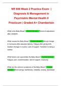 NR 606 Week 2 Practice Exam  | Diagnosis & Management in Psychiatric Mental Health II Practicum | Graded A+ Chamberlain