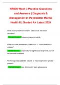 NR606 Week 3 Practice Questions and Answers | Diagnosis & Management in Psychiatric Mental Health II | Graded A+ Latest 2024