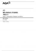 AQA AS RELIGIOUS STUDIES 7061/1 Paper 1 Philosophy of Religion and Ethics Mark scheme June 2023 