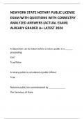 NEWYORK STATE NOTARY PUBLIC LICENSE EXAM WITH QUESTIONS WITH CORRECTRY ANALYZED ANSWERS (ACTUAL EXAM) ALREADY GRADED A+ LATEST 2024 