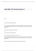 ASU BIO 181 Practice Exam 1 Questions and Answers