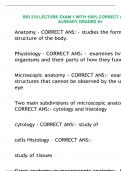 BIO 210 LECTURE EXAM 1 WITH 100% CORRECT ANSWER ALREADY GRADED A+