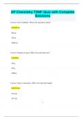 AP Chemistry TSNF Quiz with Complete  Solutions