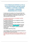 CCI CNOR EXAM NEWEST ACTUAL EXAM QUESTIONS AND DETAILED CORRECT ANSWERS (VERIFIED ANSWERS) | CERTIFIED PERIOPERATIVE NURSE