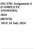 INC3701 Assignment 4 (COMPLETE ANSWERS) 2024 (867676) - DUE 24 July 2024