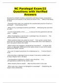 NC Paralegal Exam/22 Questions with Verified Answers