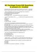 NC Paralegal Exam/240 Questions & answers A+ Graded