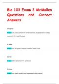 Bio 103 Exam 3 McMullen Questions and Correct  Answers