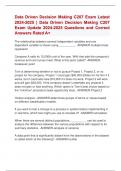 Data-Driven Decision Making – Wgu C207 Exam Update 2024-2025 | Data Driven  Decision Making C207 Actual Exam Latest  2024-2025 Questions and Correct Answers  Rated A+