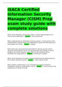 ISACA Certified Information Security Manager (CISM) Prep exam study guide with complete solutions