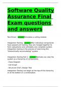 Software Quality Assurance Final Exam questions and answers