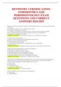 DENTISTRY CERTIFICATION: ENDODONTICS AND PERIODONTOLOGY EXAM QUESTIONS AND CORRECT ANSWERS 2024-2025